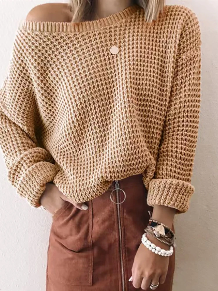 

Women Autumn Winter Sweater O-neck Pullovers Sweater Solid Female Loose Knitwear Casual Knit Sweater 2023