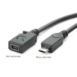 Compact USB Female to Micro USB Male Connector Adapter - 0.2m (Mini USB to Microusb)
