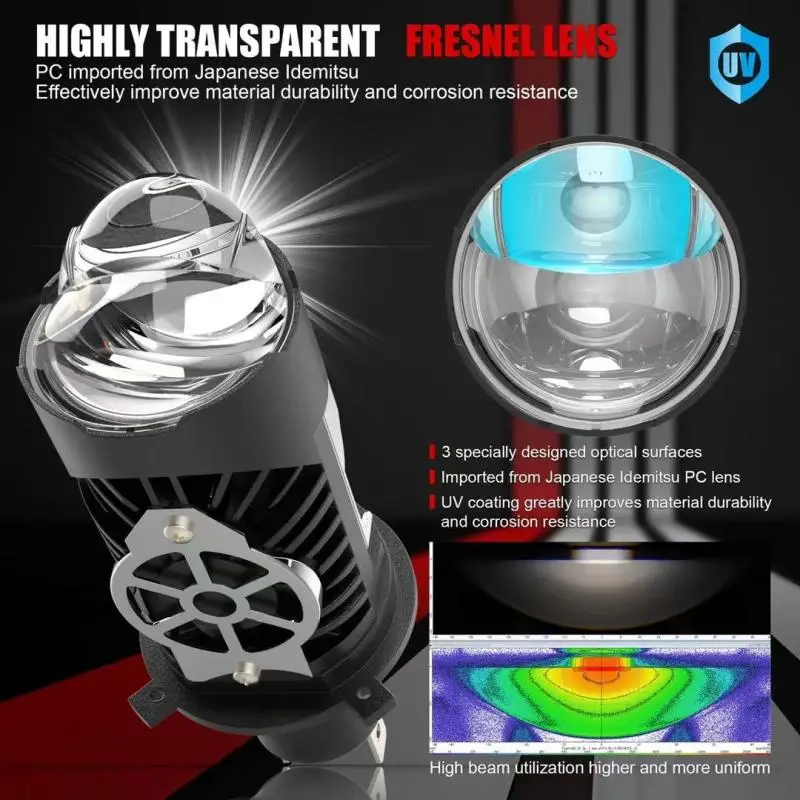 자동차 및 오토바이용 H4 LED 렌즈와 어안렌즈 디자인을 갖춘 범용 고휘도 LED 헤드라이트 전구
