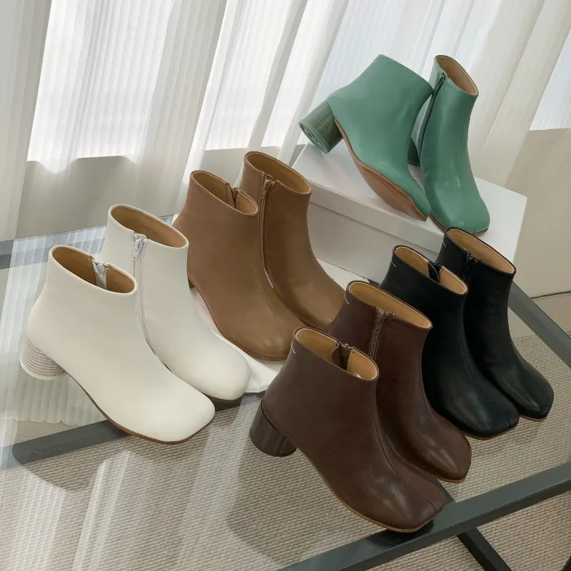 여성용 소가죽 힐, 높이 4.5 cm 부츠, 초가을 신상