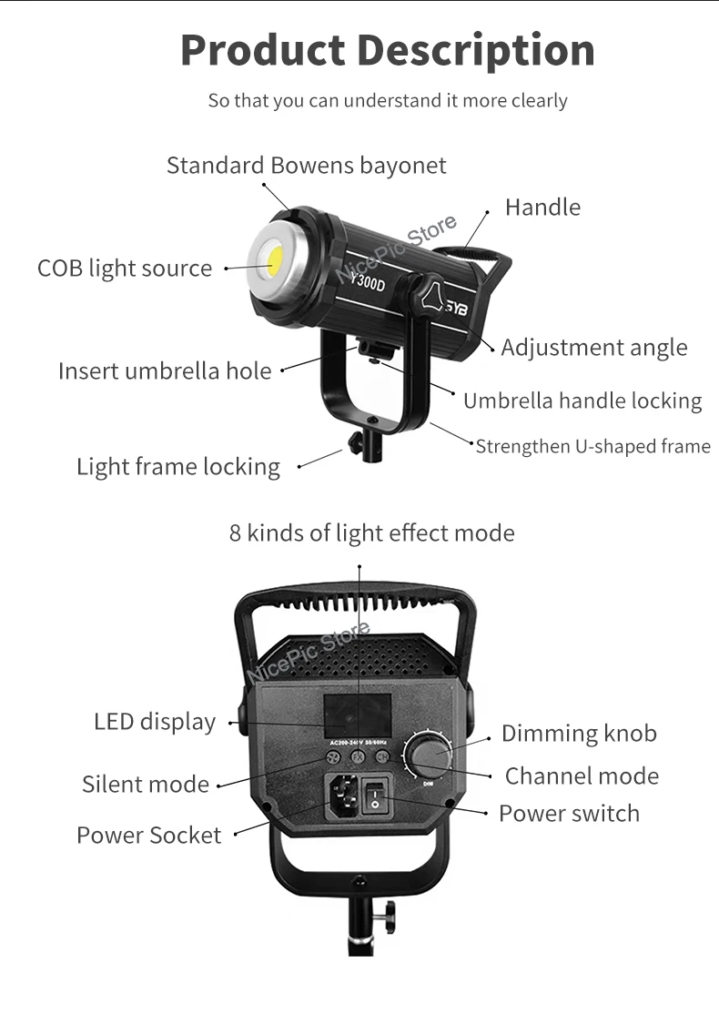 ZSYB Y500D Y500S RGB LED Video Light Bi-color 3200K-5600K