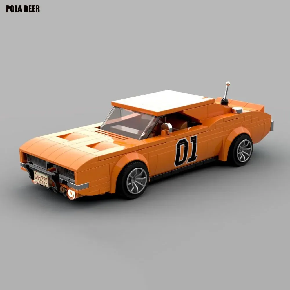 Creativity 330pcs MOC General Lee Dodge Charger Retro Assembled Children's Toy Bus Small Particles Puzzle Blocks Model Present