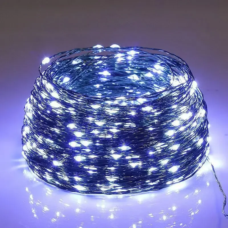 thumbnail image 1 of Guirnalda de luces LED de 100 m con alambre verde de hadas para exteriores, luces navideñas, guirnalda de árbol para Año Nuevo, decoración de fiestas en casa, bodas y calles, 1 of 5