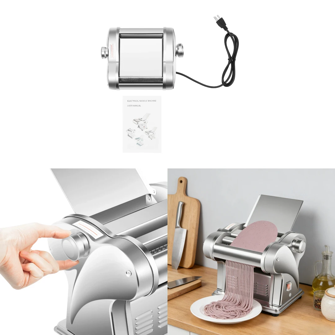 Electric Pasta Maker 135W, 8-Setting Noodle Machine with 2 Cutters (2mm/4mm) – 110V Stainless Steel for Lasagna Dumpling Wrappers 1