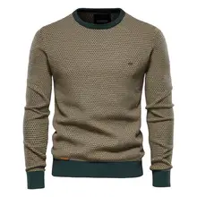 

Cotton Spliced Pullovers Sweater Men Casual Warm O-Neck Quality Mens Knitted Sweater Winter Fashion Sweaters for Men Size M-3Xl