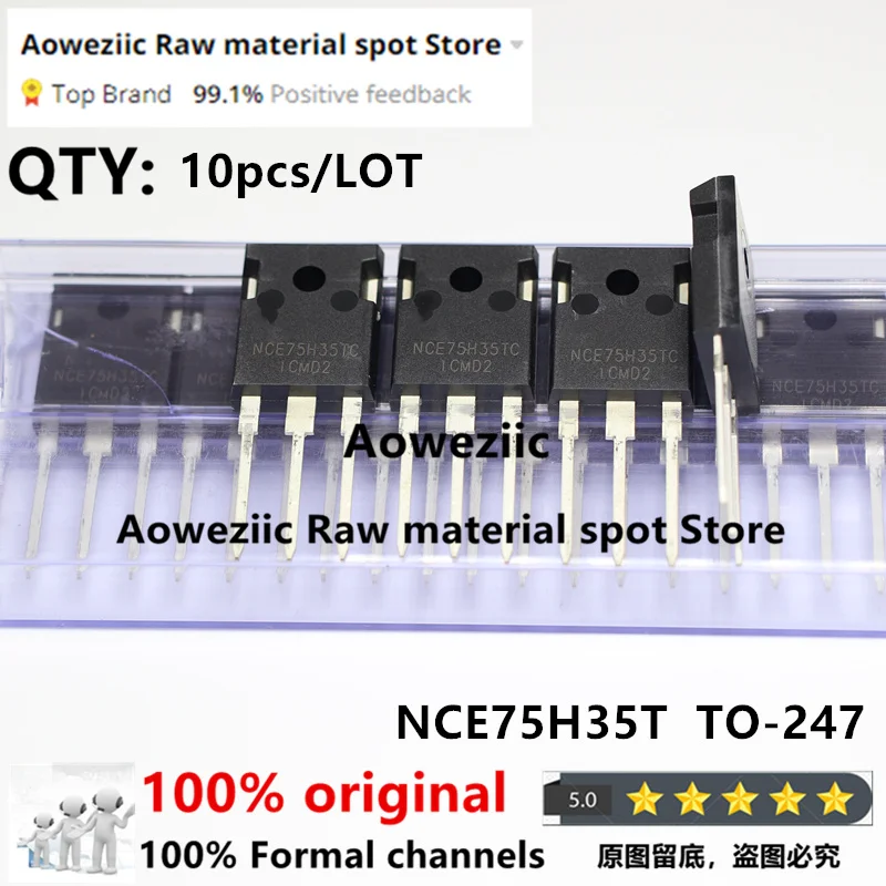 

Aoweziic 2021 + 100 новый импортный оригинальный NCE75H35T TO-247 MOS FET 75V 350A