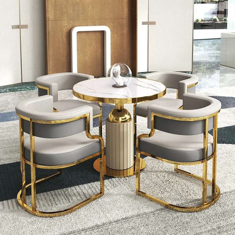 Light luxury negotiation table and chair combination beauty salon store rest area reception round table chair