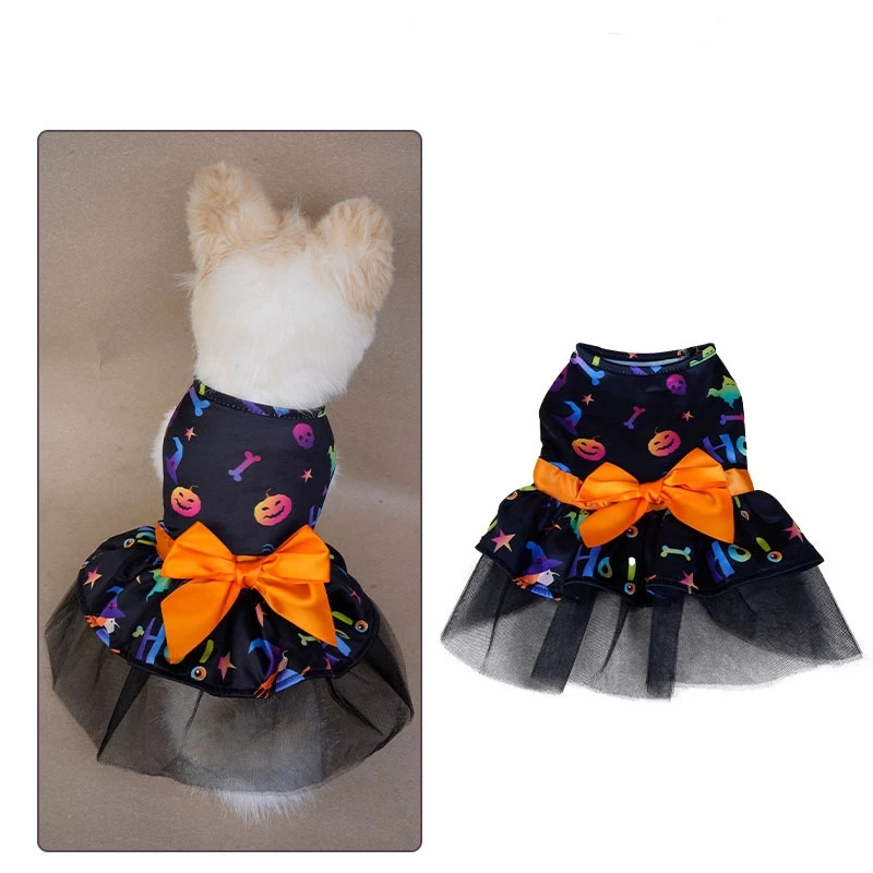 

Pet Products Halloween Pet Puppy Dog Clothing Party Skull Colorful Dress Dress Christmas Cosplay clothes Pet accessories