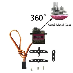 SG90 9G Micro Servo Motor for RC Robotics and Toy Applications (Semi - Metal Gear 360)