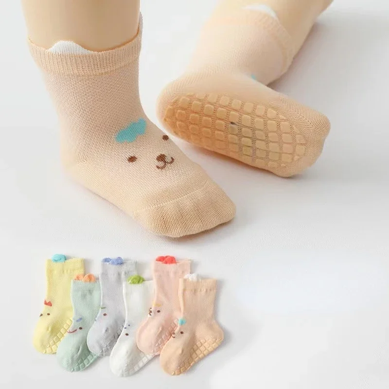 

1 Pairs Cartoon Newborn Socks Children's Anti-slip Socks Spring and Autumn Cute Boy Cotton Baby Toddler Socks