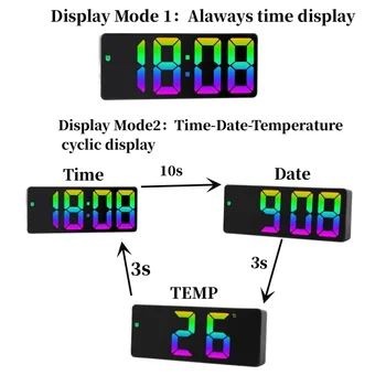 Voice Control Color Digital Alarm Clock TEMP Date Display Night Mode Snooze Table Clock Anti-disturb Function 12/24H LED Clock 2