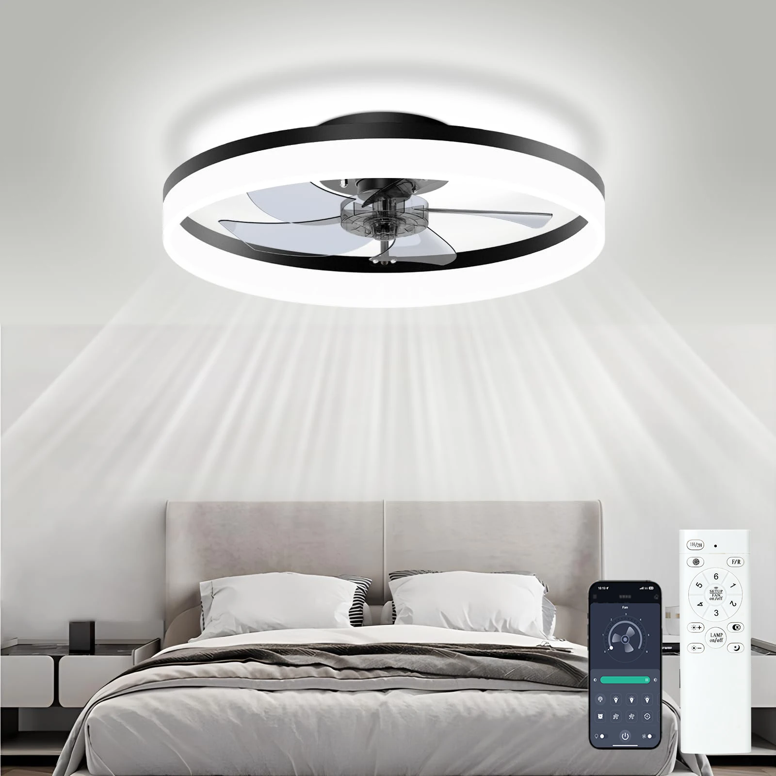 LAMPE DE PLAFOND LED Design Avec Télécommande Variateur Pour Chambre À