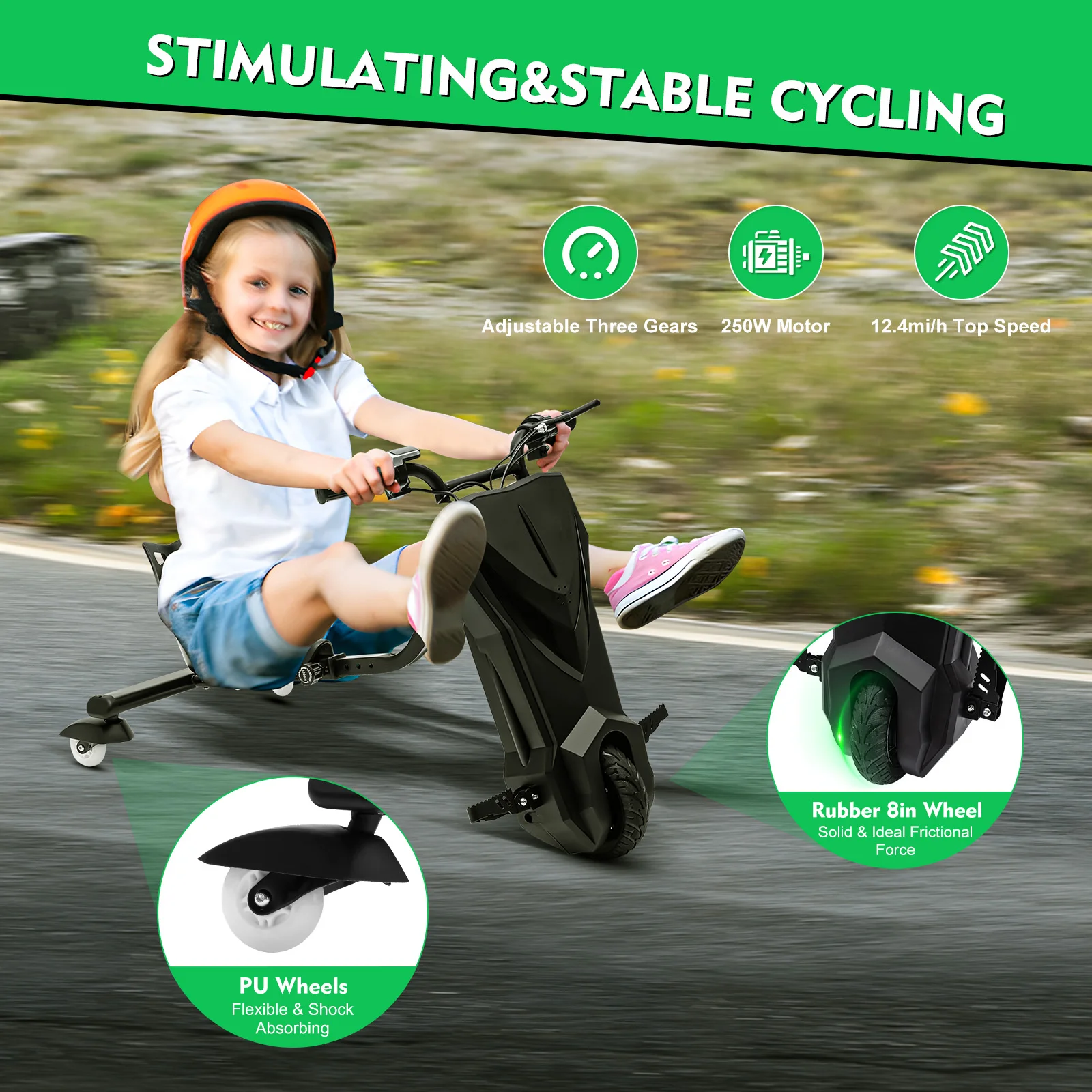 Nuovo Modello 3 Ruote Alla Deriva Scooter Elettrico Drift Trike Per Bambini E Adulti