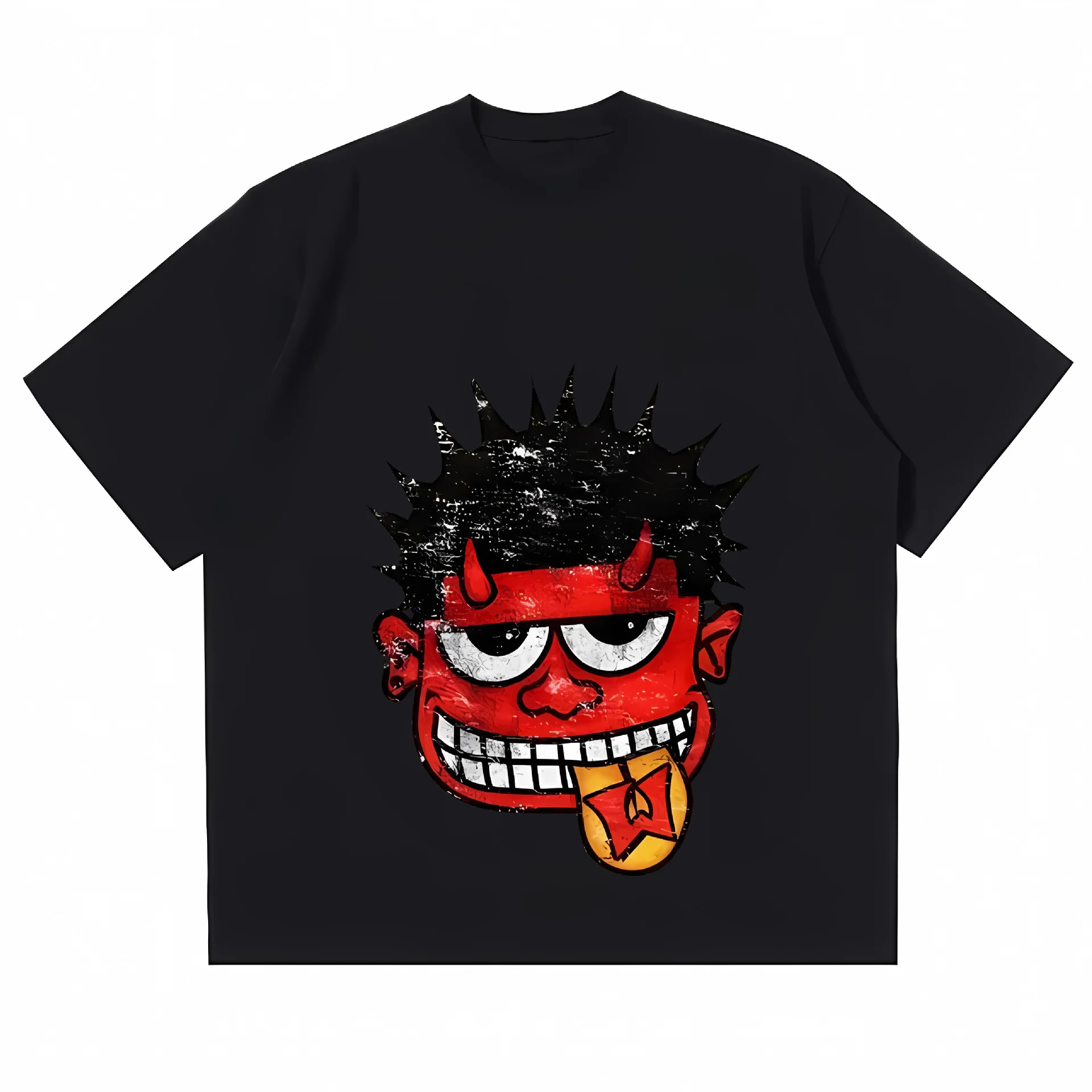 thumbnail image 1 of Ropa de calle Y2K, camiseta con estampado de dibujos animados de Hip Hop para hombre, camiseta gótica 100% de algodón, manga corta transpirable, 1 of 4