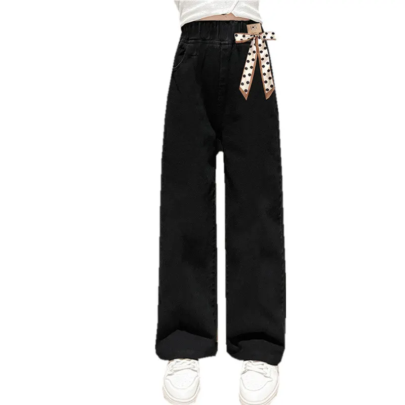 

Children Denim Wide Leg Pants New Arrivals Spring Autumn Teen Girls Solid Color Casual Trousers For Kids 8 10 12 13 14Years Old