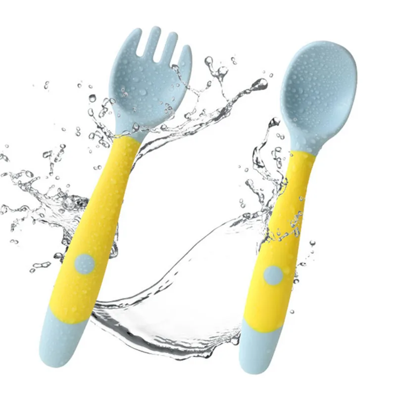Bendable Silicone Spoon for Baby Utensils Set Auxiliary Food Toddler Learn To Eat Training Soft Fork Infant Children Tableware