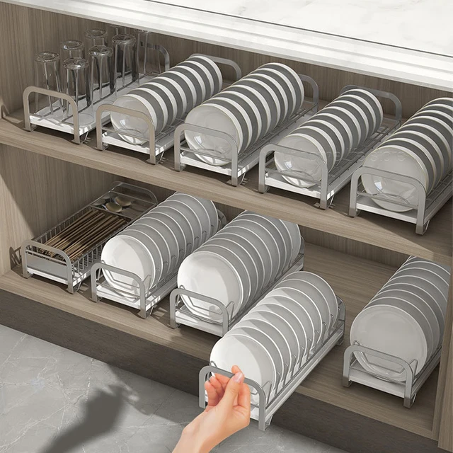 Steel Compact Modern Dish Drying Rack with Removable Cutlery Tray