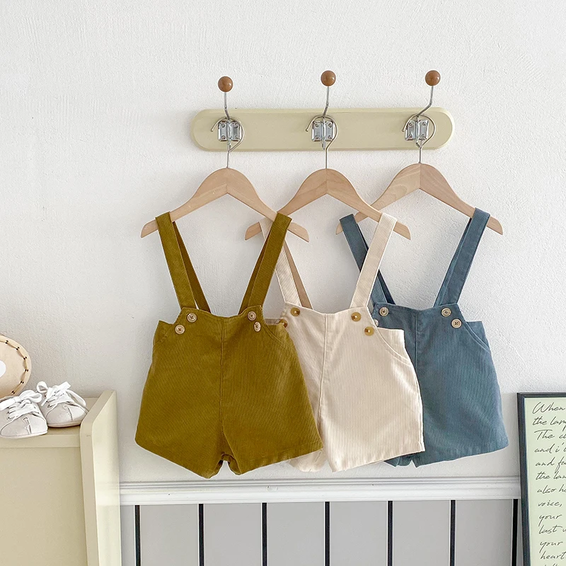 Vintage Cord-Baby-Kinderoverall für Jungen, elastische Taille, Säuglingsshorts, hübsche kleine Jungen, Vintage-Stil, Baby-Sachen für 1–6 Jahre – Detail 1