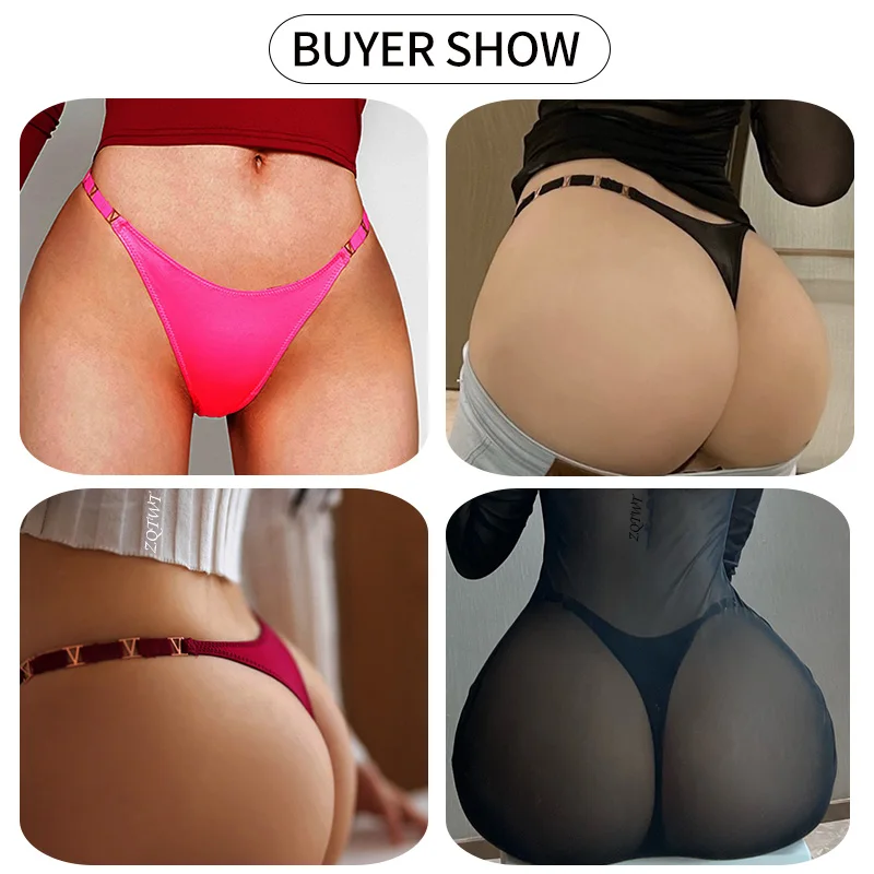 Women Underwear Sexy Thong Briefs Seamless Panties Zebra Flower Luxury Low Rise Metal Buckle G String Bikini