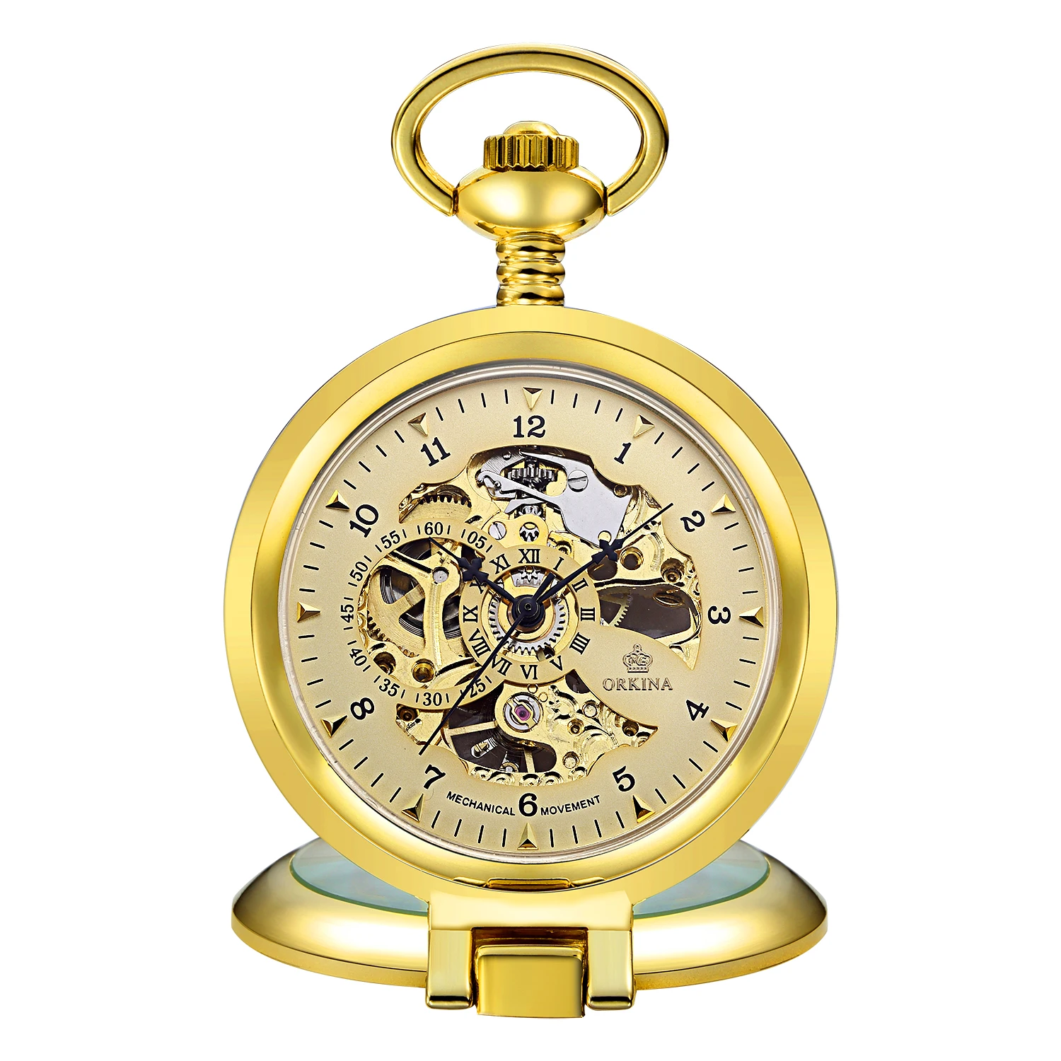Retro Mechanical Pocket Watch Roman Dial Hand Winding  Hollow Skeleton Steampunk Clock Full Steel Pocket Watch Chain Gifts