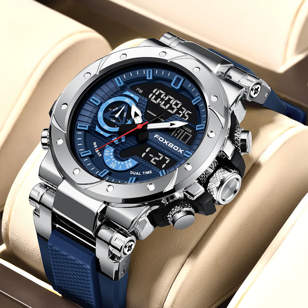 LIGE Men's Waterproof Dual Display Quartz Sports Watch