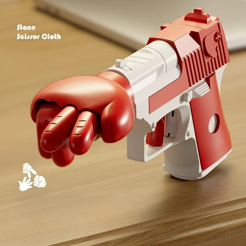 Viral Rock Paper Scissors Shooter Gun - Interactive Tabletop Game with 3-in-1 Action Buttons, Stress Relief Toy
