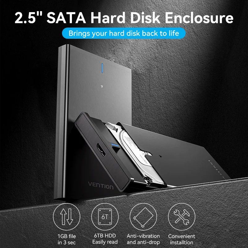 External Hard Drive Case SSD Enclosure Hard Drive Enclosure Hard Disk Case External Hard Drive Box HDD Case Enclosure SSD Adapter Hard Disk Drive Vention HDD Case 2.5 SATA to USB 3.0 Adapter