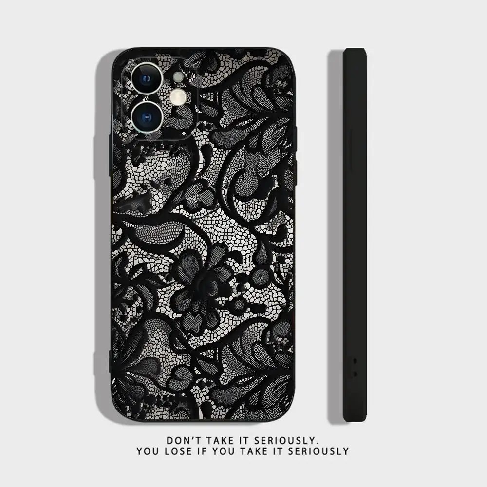 Elegant Black Lace Print Phone Case Cover