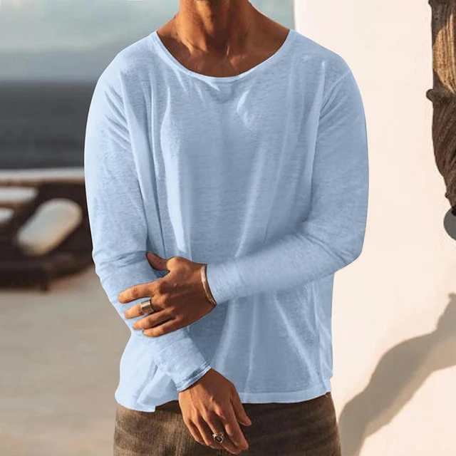 Men T Shirt Men Casual Leisure Fashion Long Sleeve Cotton Shirt