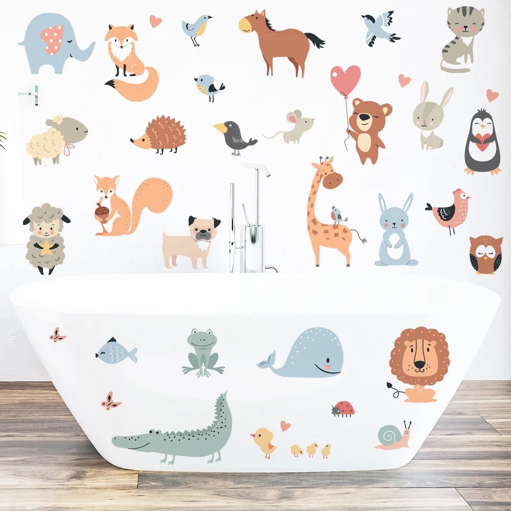 Cartoon Animals Wall Stickers for Nursery Kids Room