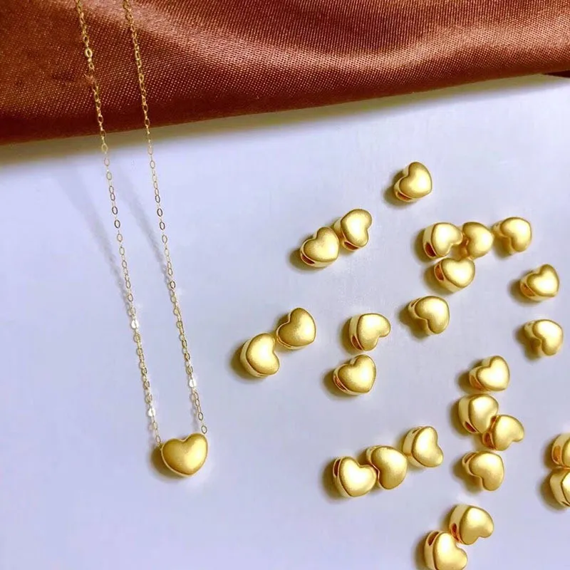 LABB 999 Full Gold Love Pendant 3D Hard Gold Peach Heart Necklace Pendant Women's Fine Jewelry Valentine's Day Gift D0035