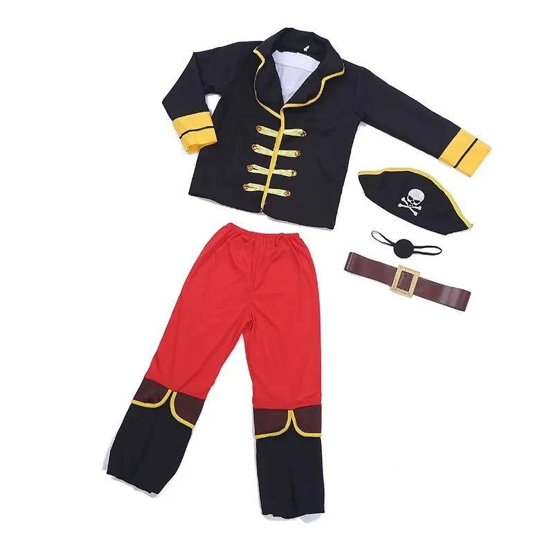 Kids Cosplay Costume Halloween Costumes Kids Boys Pirate Costume Children Captain Jack Cosplay set For Christmas New Year Purim Pirate Clothes
