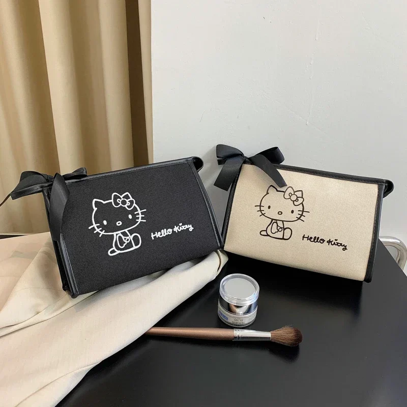 

Anime Hello Kitty Cosmetic Bag 2023 New Sanrio Cartoon Large Capacity Exquisite Fashion Women's Portable Make Up Storage Bag