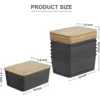 Small Plastic Storage Bins w/ Bamboo Lids 5.2qt Stackable Box Basket Decorative for Organizing Desktop Closet Office of 6 packs 2