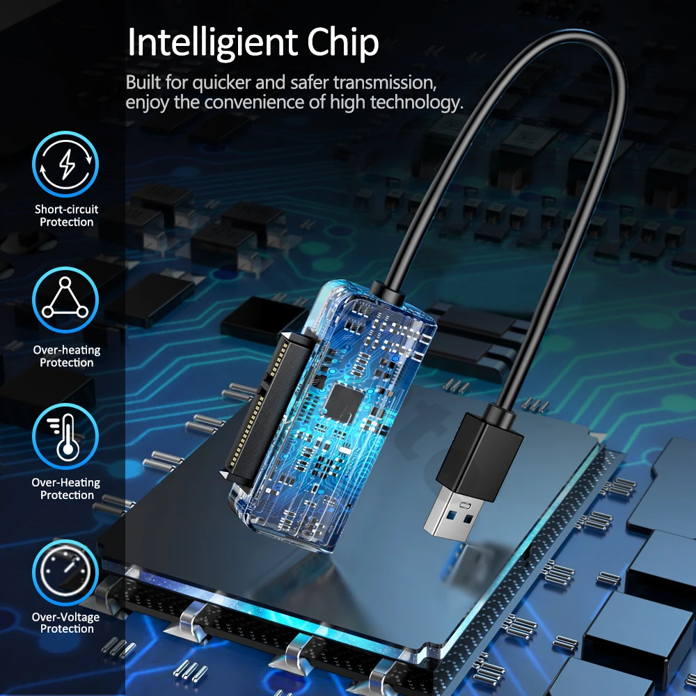 Zexmte SATA-USB 3.0  USB A-SATA 3 ̺ 6Gbps  2.5/3.5 ġ ϵ ũ  HDD SSD, cabo sata 