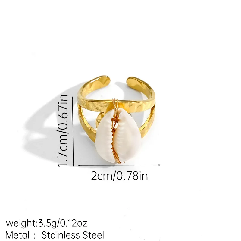 1pc Stainless Steel Men's Women's Summer Sea Life Shell Opening Ring, Bohemian Sea Life Decorative Ring for Vacation Wear