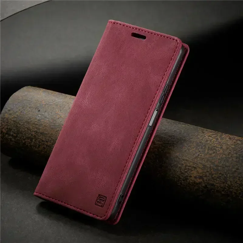 RFID Leather Flip Magnetic Wallet Case - Premium Protection with Elegant Design