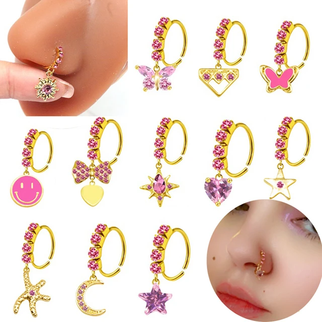 Dropship 5Pcs 20G Nose Studs Flower Butterfly Nose Rings Screw L Shaped Nose  Rings Stud Cute Nose Rings For Women Men to Sell Online at a Lower Price |  Doba