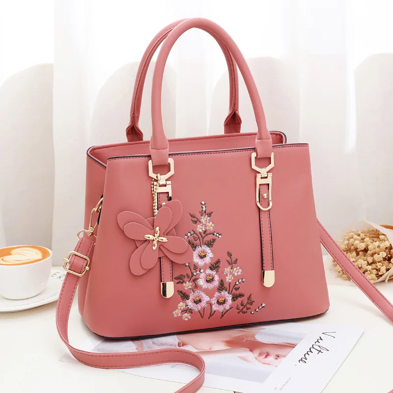 Fashion Embroidery Women Shoulder Bag Quality Leather Handbags