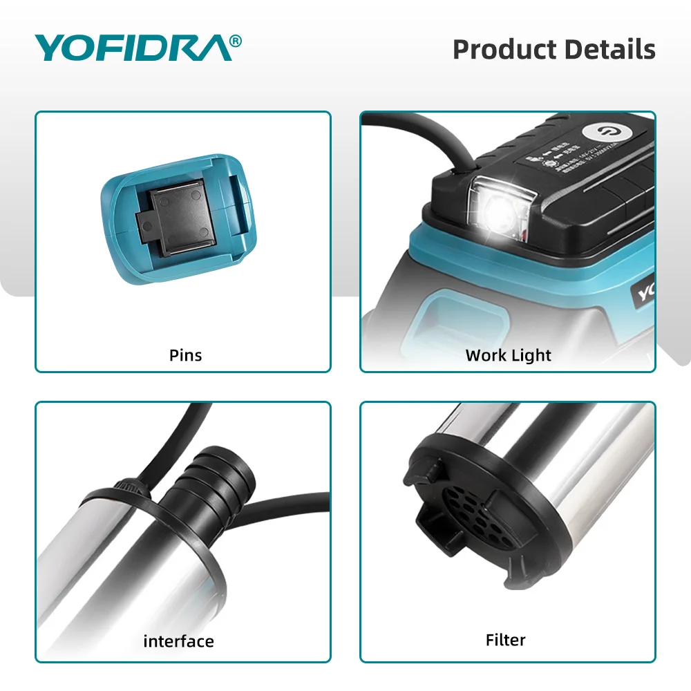 משאבת חשמלית מיני YOFIDRA 50-80 ליטר לדקה לשאיבת דיזל, שמן, מים והעברת דלק צוללת עבור סוללת Makita 21V