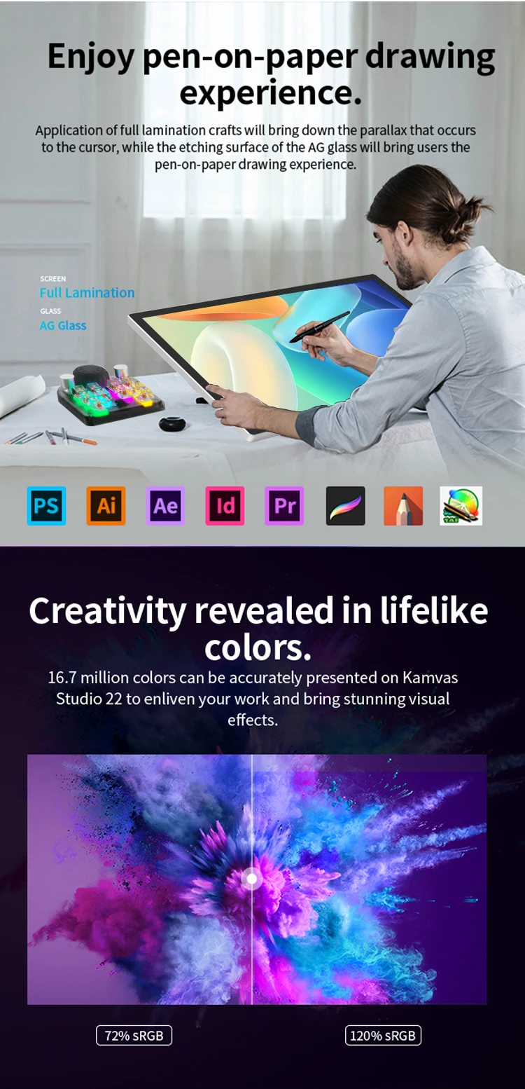 21,5-дюймовый 4K профессиональный дизайн цифровой графический планшет с ...
