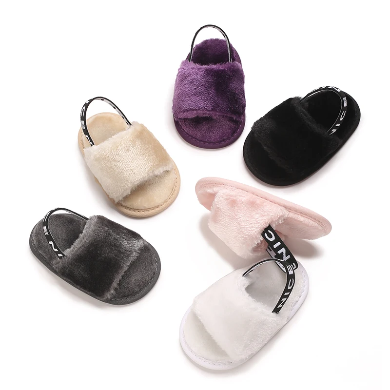 HAIZHIW NEW Winter Baby Slippers Fluffy Baby Boy Girl Sandals Cute Plush Soft Non-slip Sole Toddler First Toddler Shoes casual shoes