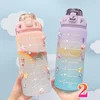 2 Liter Water Bottle Stay Hydrated Motivated Leak proof Plastic Sport Bottle Reminder Times Sports Outdoor Fitness Office Indoor