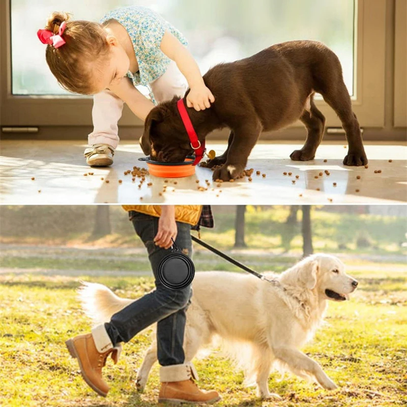 Foldable Travel Dog Bowl Portable Soft Silicone Pet Bowl for Dogs Food Water Container Puppy Feeding Bowls Outdoor Pets Supplies 2