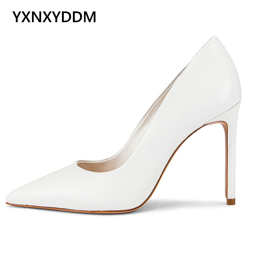 

2023 New Pointed Toe High Heel White Pumps for Women Stiletto Classic Wedding Heels Ladies Large Size Bridals 10-11cm Party Shoe