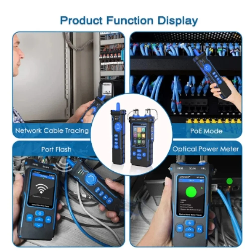 Noyafa NF-8508 Network Cable Tester Ethernet Cable Tracker OPM VFL PoE Checker Measure Length Wiremap Tester Network Tools