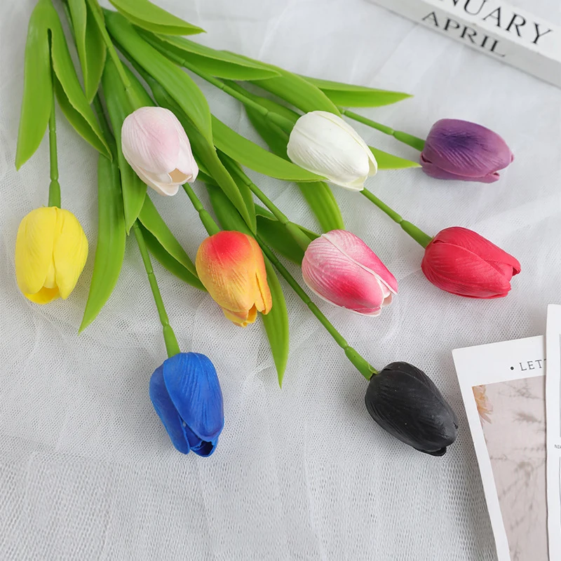 

1/3/5PCS Tulip Artificial Flowers Real Touch Bouquet Fake Flowers Decoration for Wedding Supplies Home Decor Valentines Flowers