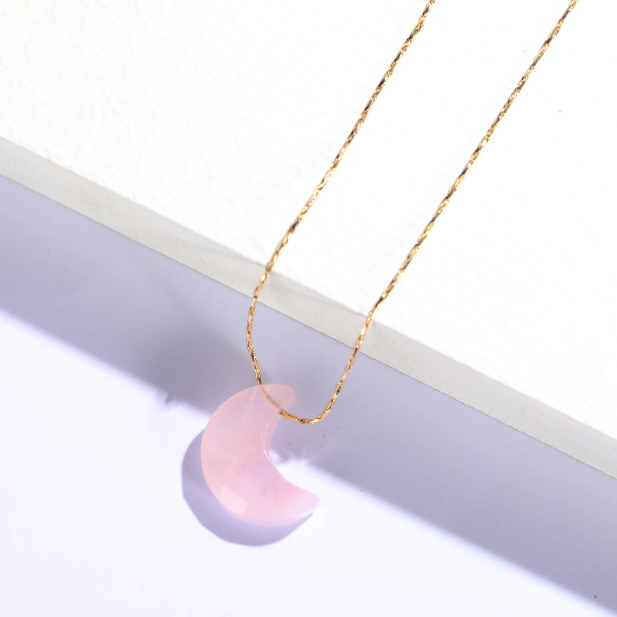 Collier d'été élégant pour femme, petite chaîne courte, violet, vert, pierre de lune à facettes naturelles, 16"_voghion.com