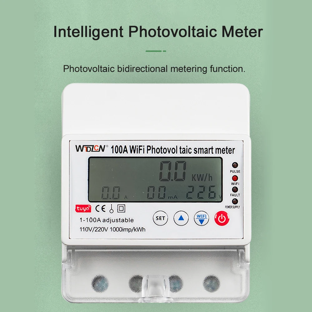 Tuya WiFi Intelligent Photovoltaic Meter Breaker Timer Solar Bidirectional Hour Meter Electronic Appliances Remote Controller