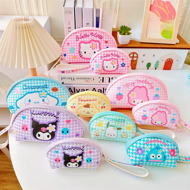 

2pcs/pack Sanrio Cosmetic Bag Kuromi Cinnamoroll My Melody Pencil Case Coin Purse Makeup Bags Toy Girls Gifts